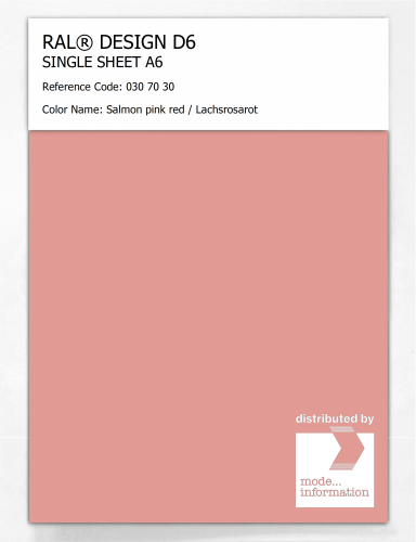 Artikelbild des Artikels “RAL® DESIGN D6 SINGLE SHEET A6 030 70 30 Salmon pink red / Lachsrosarot “