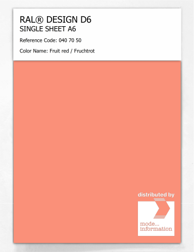 Artikelbild des Artikels “RAL® DESIGN D6 SINGLE SHEET A6 040 70 50 Fruit red / Fruchtrot “