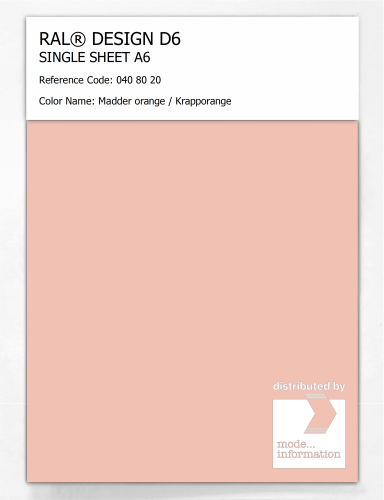 Artikelbild des Artikels “RAL® DESIGN D6 SINGLE SHEET A6 040 80 20 Madder orange / Krapporange “