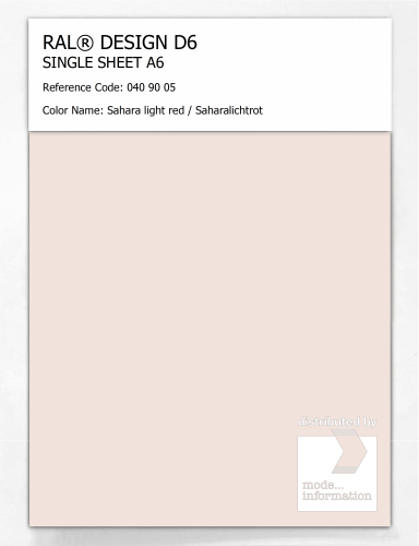 Artikelbild des Artikels “RAL® DESIGN D6 SINGLE SHEET A6 040 90 05 Sahara light red / Saharalichtrot “