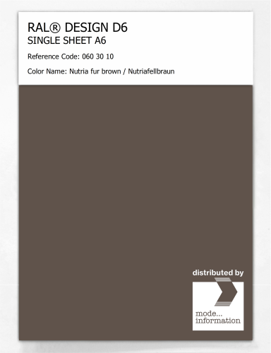 Artikelbild des Artikels “RAL® DESIGN D6 SINGLE SHEET A6 060 30 10 Nutria fur brown / Nutriafellbraun “