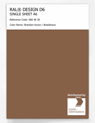 Artikelbild des Artikels “RAL® DESIGN D6 SINGLE SHEET A6 060 40 30 Brazilian brown / Brasilbraun “