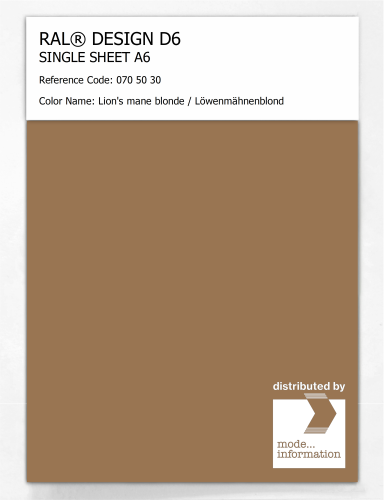 Product image of the product “RAL® DESIGN D6 SINGLE SHEET A6 070 50 30 Lion's mane blonde / Löwenmähnenblond ”