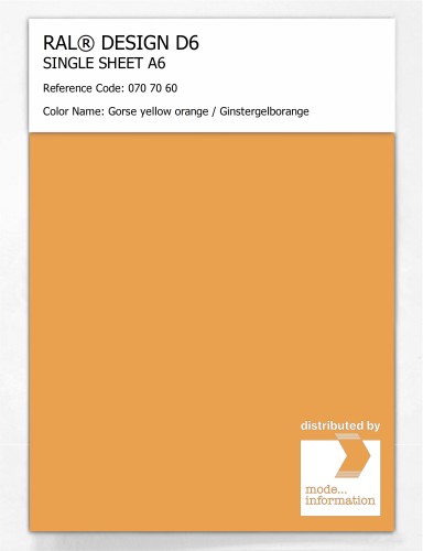 Product image of the product “RAL® DESIGN D6 SINGLE SHEET A6 070 70 60 Gorse yellow orange / Ginstergelborange ”