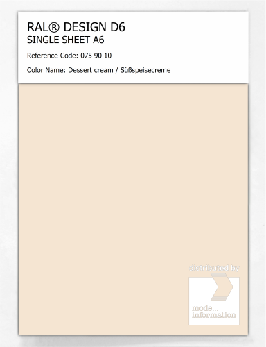 Artikelbild des Artikels “RAL® DESIGN D6 SINGLE SHEET A6 075 90 10 Dessert cream / Süßspeisecreme “