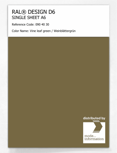 Artikelbild des Artikels “RAL® DESIGN D6 SINGLE SHEET A6 090 40 30 Vine leaf green / Weinblättergrün “