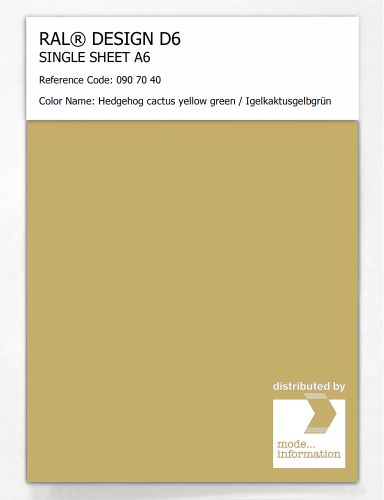 Product image of the product “RAL® DESIGN D6 SINGLE SHEET A6 090 70 40 Hedgehog cactus yellow green / Igelkaktusgelbgrün ”