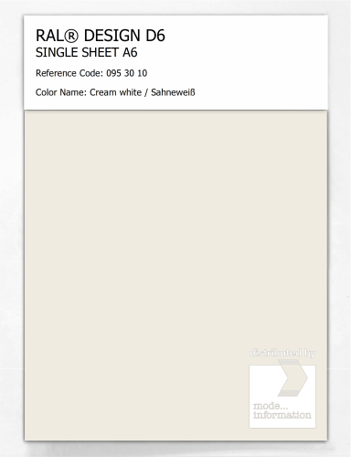 Artikelbild des Artikels “RAL® DESIGN D6 SINGLE SHEET A6 095 30 10 Cream white / Sahneweiß “