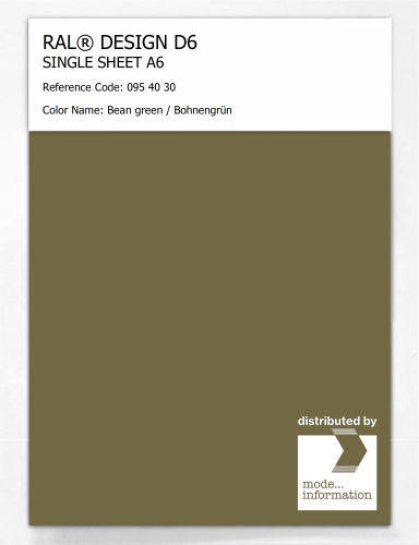 Product image of the product “RAL® DESIGN D6 SINGLE SHEET A6 095 40 30 Bean green / Bohnengrün ”