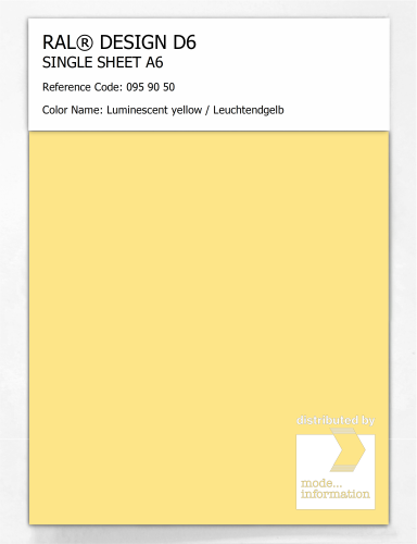 Artikelbild des Artikels “RAL® DESIGN D6 SINGLE SHEET A6 095 90 50 Luminescent yellow / Leuchtendgelb “