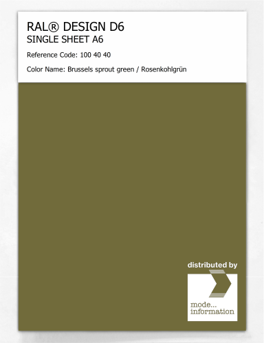 Product image of the product “RAL® DESIGN D6 SINGLE SHEET A6 100 40 40 Brussels sprout green / Rosenkohlgrün ”