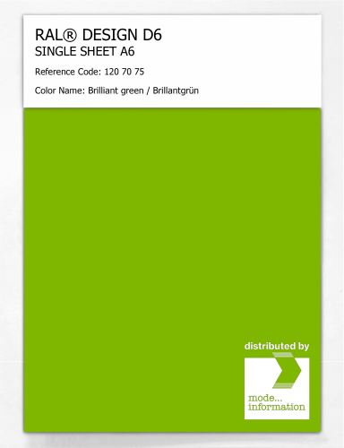 Product image of the product “RAL® DESIGN D6 SINGLE SHEET A6 120 70 75 Brilliant green / Brillantgrün ”