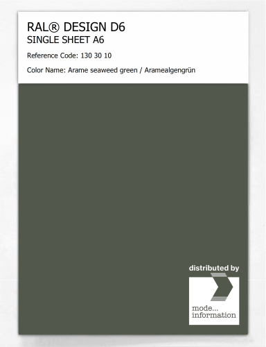 Artikelbild des Artikels “RAL® DESIGN D6 SINGLE SHEET A6 130 30 10 Arame seaweed green / Aramealgengrün “