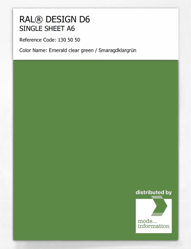 Product image of the product “RAL® DESIGN D6 SINGLE SHEET A6 130 50 50 Emerald clear green / Smaragdklargrün ”