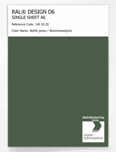 Artikelbild des Artikels “RAL® DESIGN D6 SINGLE SHEET A6 140 30 20 Nettle green / Brennnesselgrün “