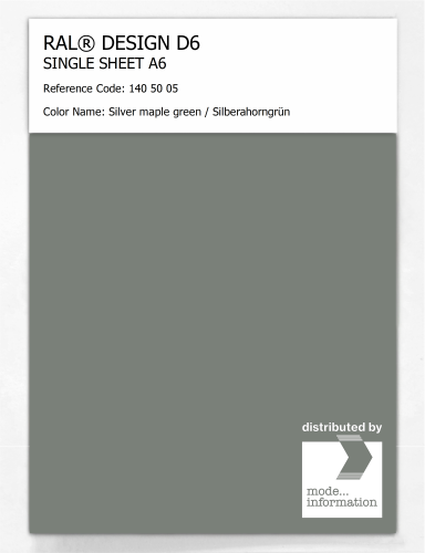 Artikelbild des Artikels “RAL® DESIGN D6 SINGLE SHEET A6 140 50 05 Silver maple green / Silberahorngrün “