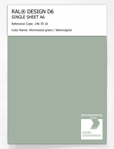 Product image of the product “RAL® DESIGN D6 SINGLE SHEET A6 140 70 10 Wormwood green / Wermutgrün ”