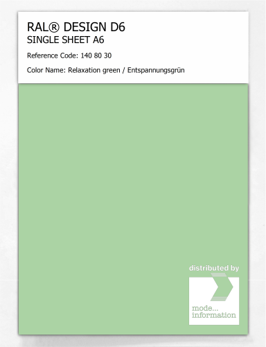 Artikelbild des Artikels “RAL® DESIGN D6 SINGLE SHEET A6 140 80 30 Relaxation green / Entspannungsgrün “