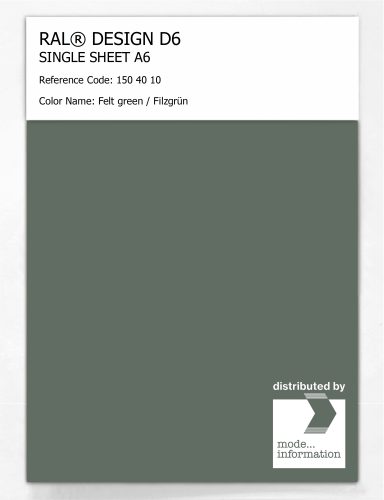 Product image of the product “RAL® DESIGN D6 SINGLE SHEET A6 150 40 10 Felt green / Filzgrün ”
