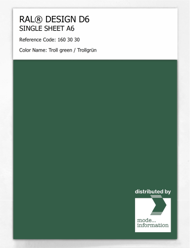 Product image of the product “RAL® DESIGN D6 SINGLE SHEET A6 160 30 30 Troll green / Trollgrün ”