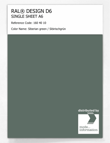 Product image of the product “RAL® DESIGN D6 SINGLE SHEET A6 160 40 10 Siberian green / Sibirischgrün ”
