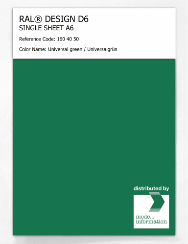 Product image of the product “RAL® DESIGN D6 SINGLE SHEET A6 160 40 50 Universal green / Universalgrün ”