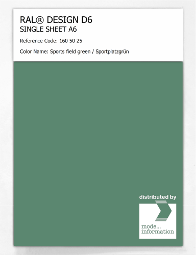 Product image of the product “RAL® DESIGN D6 SINGLE SHEET A6 160 50 25 Sports field green / Sportplatzgrün ”