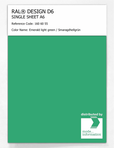Product image of the product “RAL® DESIGN D6 SINGLE SHEET A6 160 60 55 Emerald light green / Smaragdhellgrün ”
