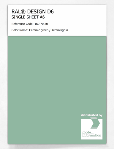 Product image of the product “RAL® DESIGN D6 SINGLE SHEET A6 160 70 20 Ceramic green / Keramikgrün ”