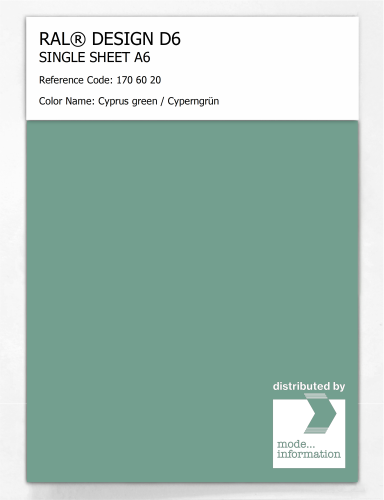 Artikelbild des Artikels “RAL® DESIGN D6 SINGLE SHEET A6 170 60 20 Cyprus green / Cyperngrün “
