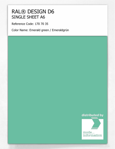 Artikelbild des Artikels “RAL® DESIGN D6 SINGLE SHEET A6 170 70 35 Emerald green / Emeraldgrün “