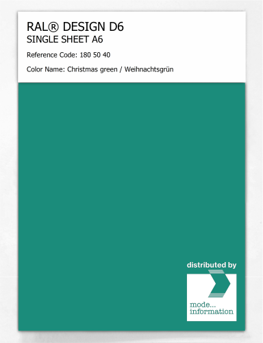 Artikelbild des Artikels “RAL® DESIGN D6 SINGLE SHEET A6 180 50 40 Christmas green / Weihnachtsgrün “