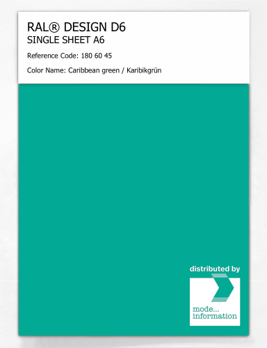 Product image of the product “RAL® DESIGN D6 SINGLE SHEET A6 180 60 45 Caribbean green / Karibikgrün ”