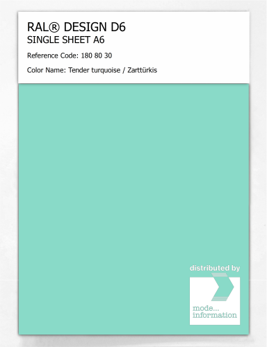 Artikelbild des Artikels “RAL® DESIGN D6 SINGLE SHEET A6 180 80 30 Tender turquoise / Zarttürkis “