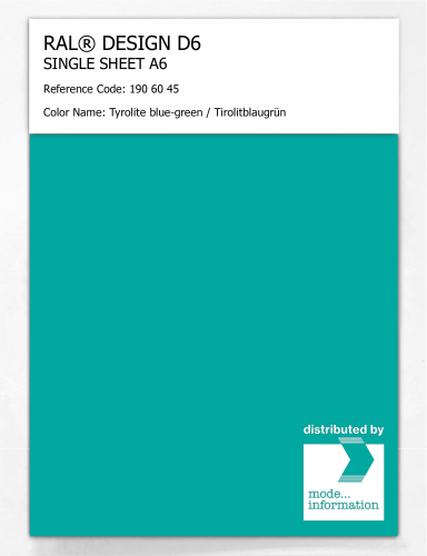 Product image of the product “RAL® DESIGN D6 SINGLE SHEET A6 190 60 45 Tyrolite blue-green / Tirolitblaugrün ”