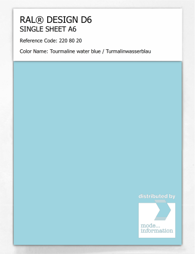 Artikelbild des Artikels “RAL® DESIGN D6 SINGLE SHEET A6 220 80 20 Tourmaline water blue / Turmalinwasserblau “