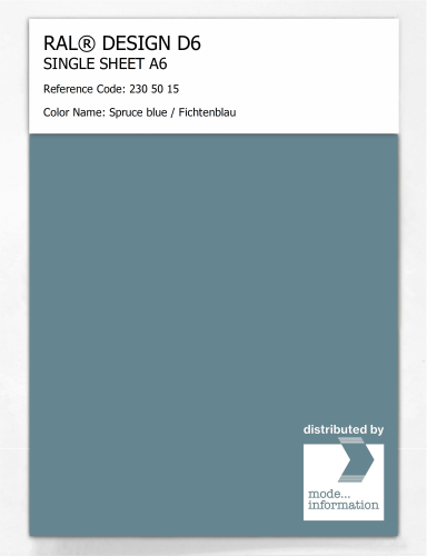 Product image of the product “RAL® DESIGN D6 SINGLE SHEET A6 230 50 15 Spruce blue / Fichtenblau ”