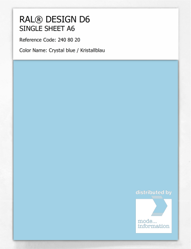 Product image of the product “RAL® DESIGN D6 SINGLE SHEET A6 240 80 20 Crystal blue / Kristallblau ”