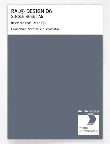 Artikelbild des Artikels “RAL® DESIGN D6 SINGLE SHEET A6 260 40 10 Sheet blue / Schotenblau “