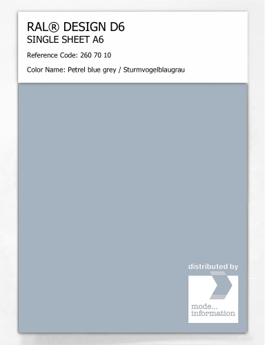Artikelbild des Artikels “RAL® DESIGN D6 SINGLE SHEET A6 260 70 10 Petrel blue grey / Sturmvogelblaugrau “