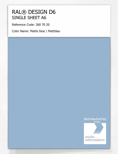 Artikelbild des Artikels “RAL® DESIGN D6 SINGLE SHEET A6 260 70 20 Matte blue / Mattblau “