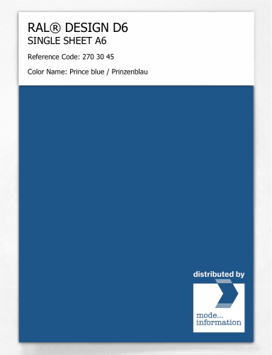 Artikelbild des Artikels “RAL® DESIGN D6 SINGLE SHEET A6 270 30 45 Prince blue / Prinzenblau “