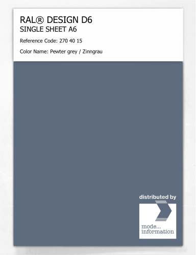 Product image of the product “RAL® DESIGN D6 SINGLE SHEET A6 270 40 15 Pewter grey / Zinngrau ”