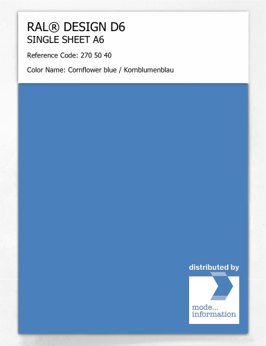 Product image of the product “RAL® DESIGN D6 SINGLE SHEET A6 270 50 40 Cornflower blue / Kornblumenblau ”