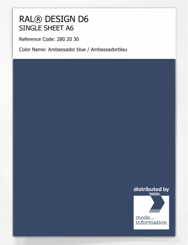 Product image of the product “RAL® DESIGN D6 SINGLE SHEET A6 280 20 30 Ambassador blue / Ambassadorblau ”