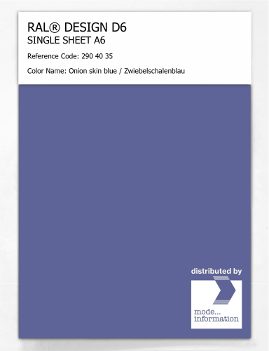 Artikelbild des Artikels “RAL® DESIGN D6 SINGLE SHEET A6 290 40 35 Onion skin blue / Zwiebelschalenblau “