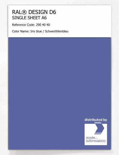 Artikelbild des Artikels “RAL® DESIGN D6 SINGLE SHEET A6 290 40 40 Iris blue / Schwertlilienblau “