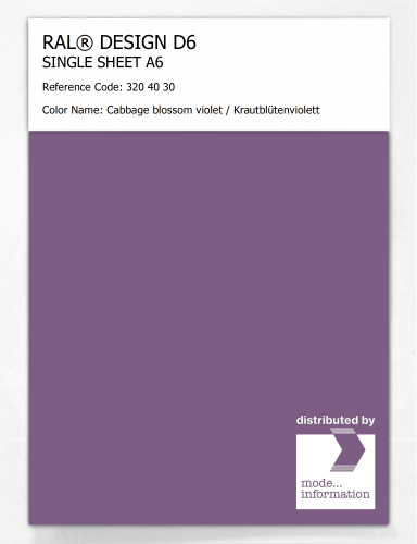 Artikelbild des Artikels “RAL® DESIGN D6 SINGLE SHEET A6 320 40 30 Cabbage blossom violet / Krautblütenviolett “