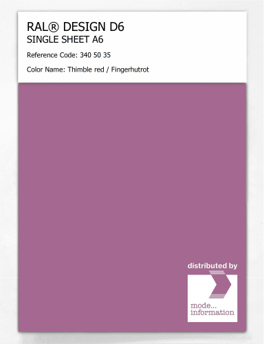 Artikelbild des Artikels “RAL® DESIGN D6 SINGLE SHEET A6 340 50 35 Thimble red / Fingerhutrot “