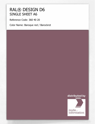 Artikelbild des Artikels “RAL® DESIGN D6 SINGLE SHEET A6 360 40 20 Baroque red / Barockrot “